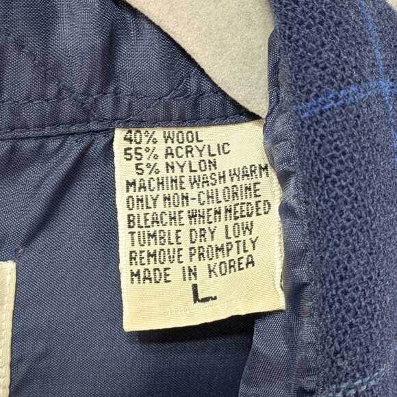 Fieldmaster Vintage Blue Plaid Wool Blend Button Up Shirt Men’s Size L - Picture 4 of 12